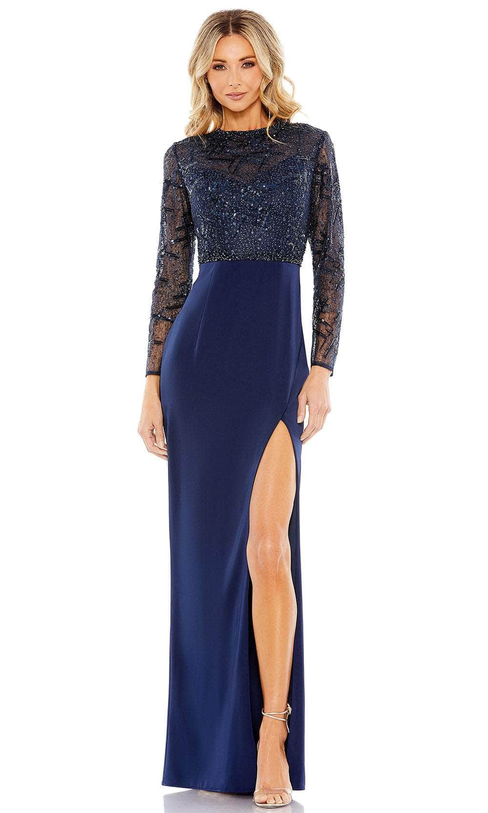 Image of Mac Duggal 20340 - High Neck Embellished Fitted Bodice Evening Dress