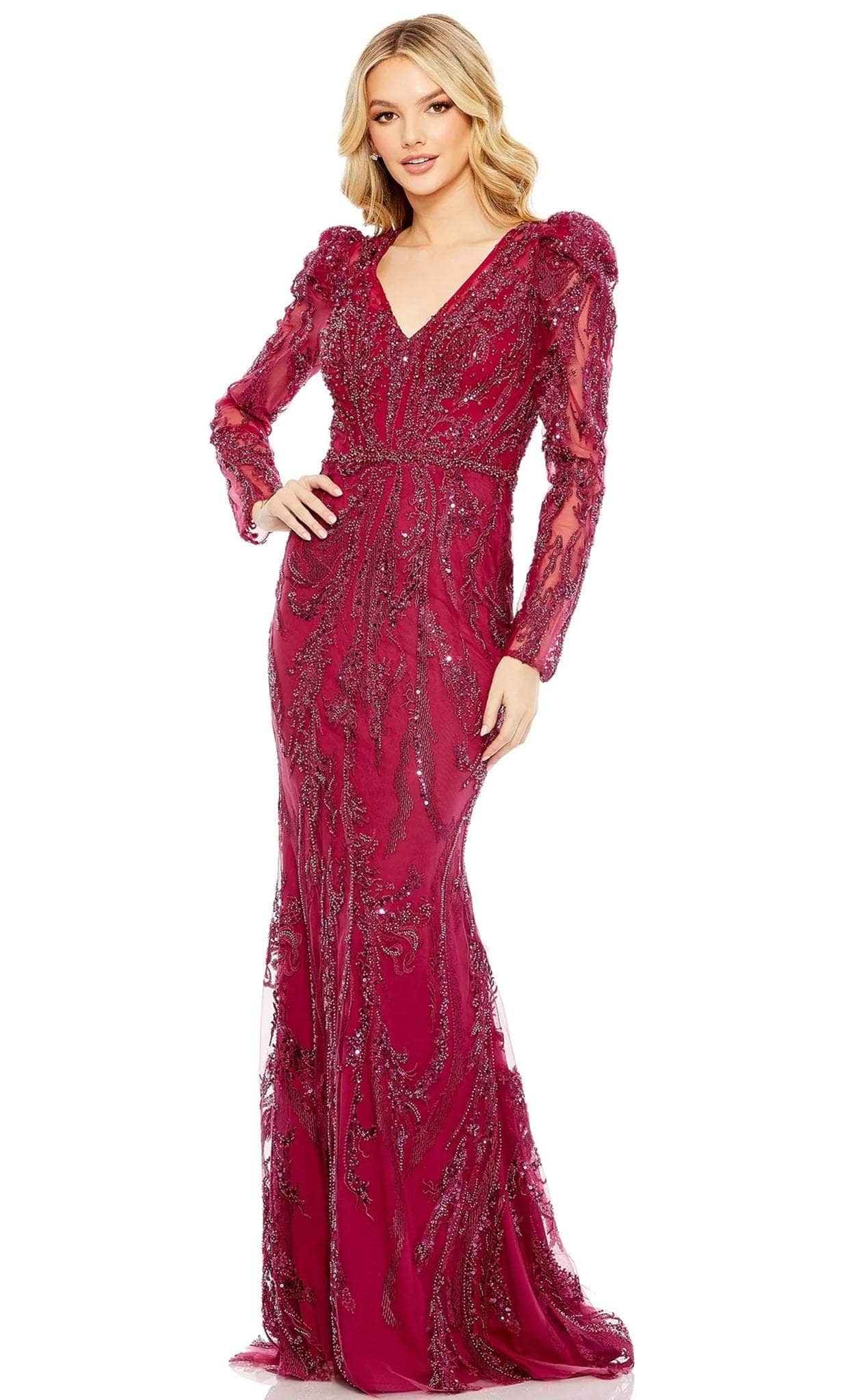 Image of Mac Duggal 20349 - Long Sleeve Beaded Evening Gown