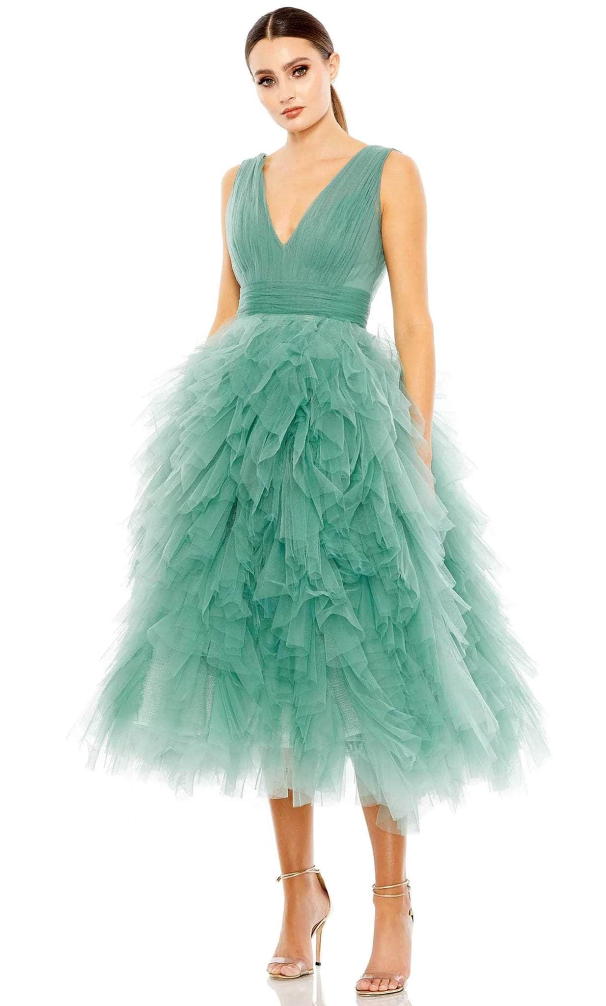 Image of Mac Duggal 20411 - V-Neck Ruffled Prom Dress