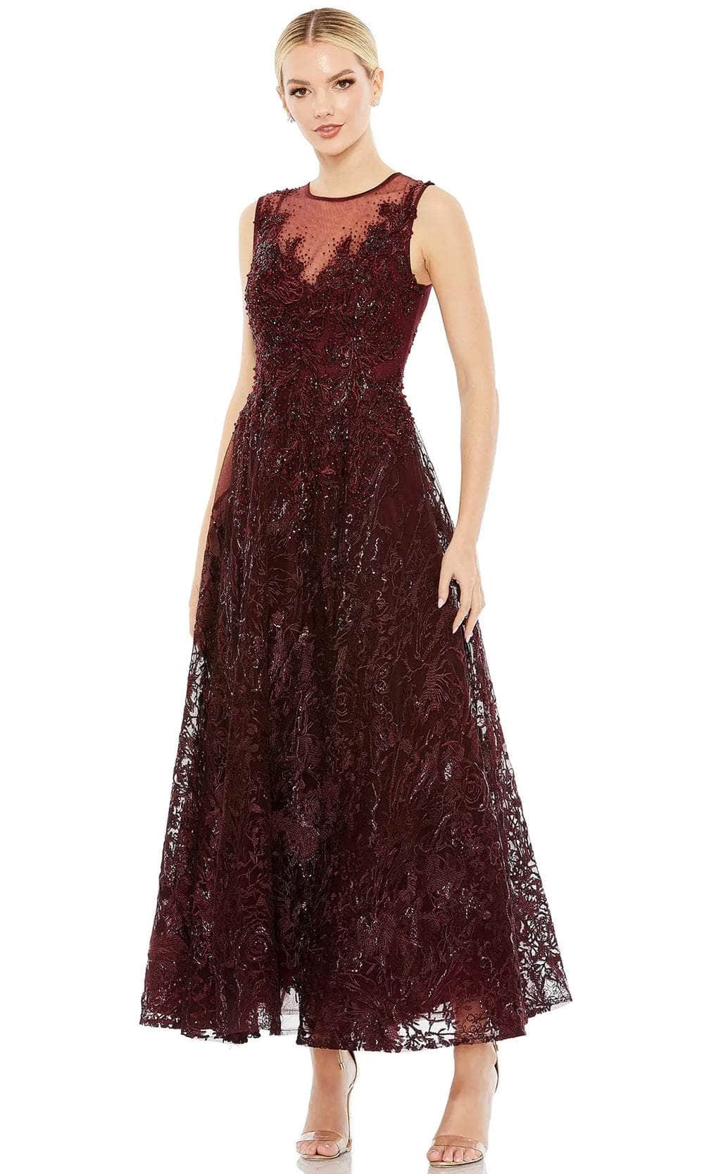 Image of Mac Duggal 20421 - Beaded Lace A-Line Evening Dress