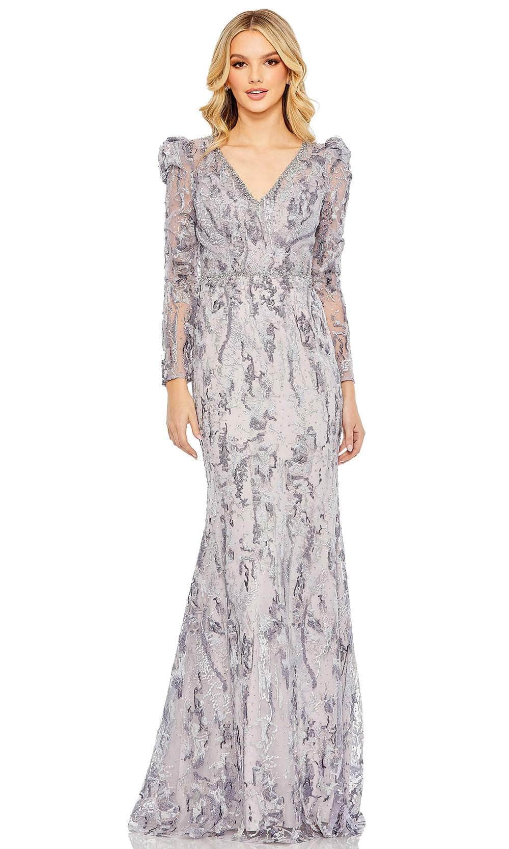 Image of Mac Duggal 20425 - Embellished V-Neckline Long Sleeve Evening Dress