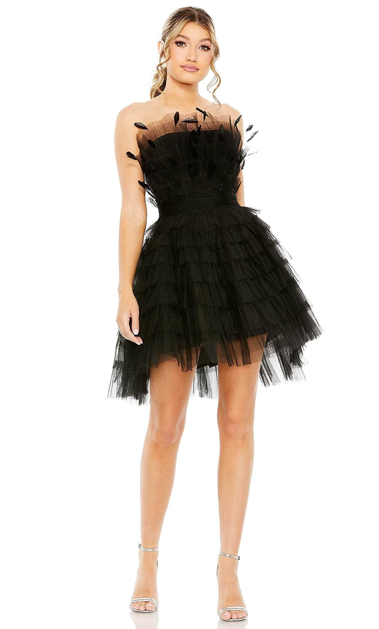 Image of Mac Duggal 20529 - Strapless Feather Detail Cocktail Dress