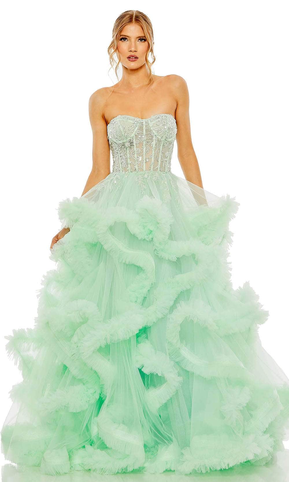 Image of Mac Duggal 20542 - Corset Ruffled Tulle Long Prom Gown