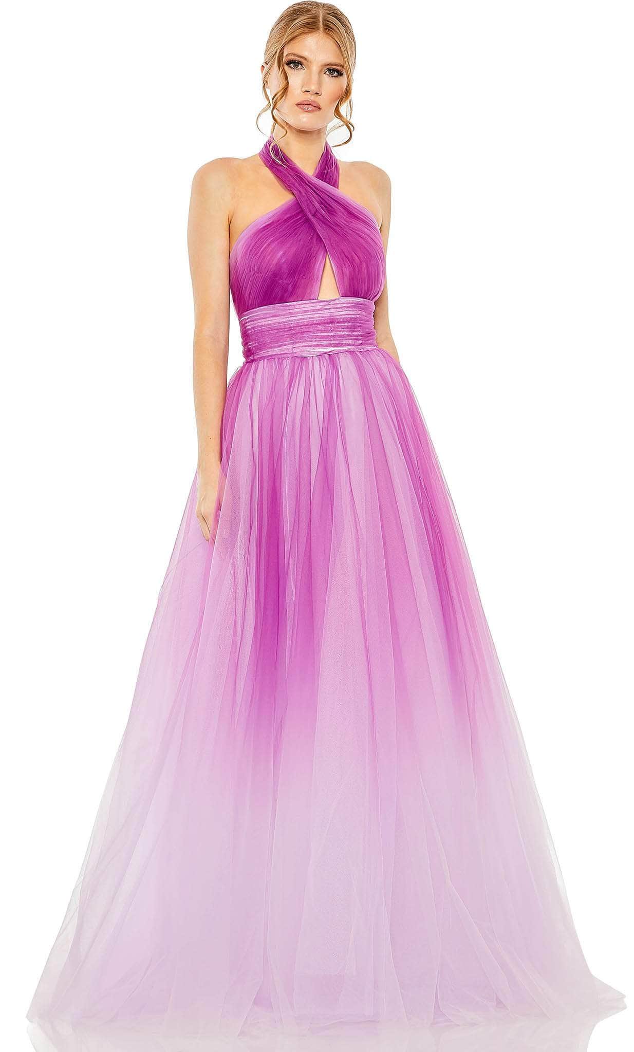 Image of Mac Duggal 20554 - Ruched Halter Neck Classic Prom Gown