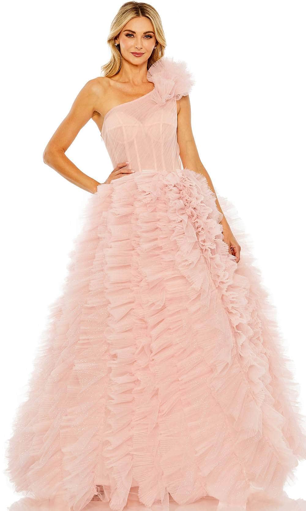 Image of Mac Duggal 20576 - Glitter Tulle Asymmetric A-line Dress