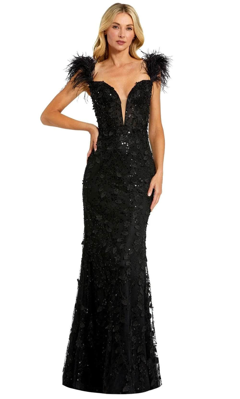 Image of Mac Duggal 20889 - Sheer Applique Evening Gown