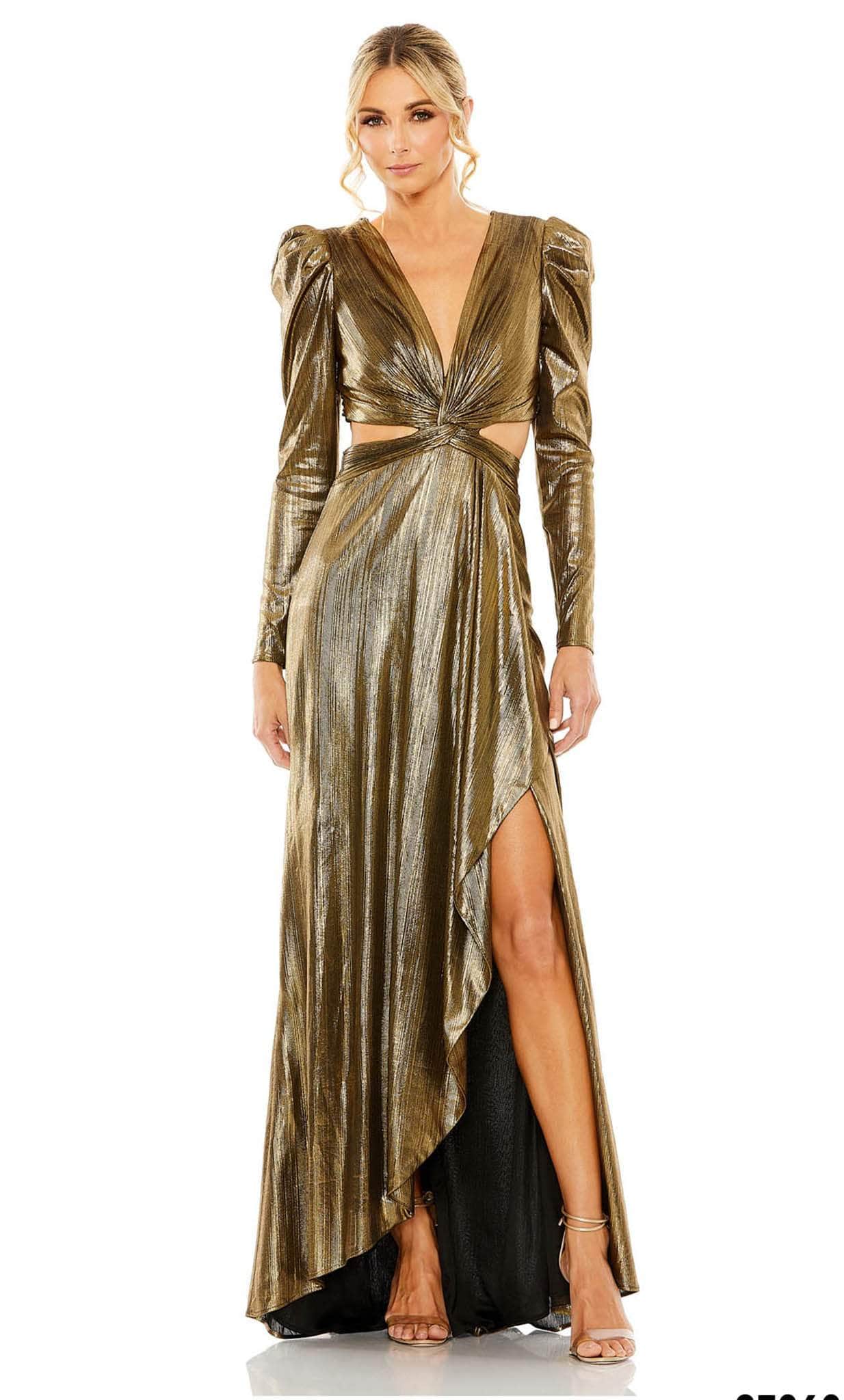 Image of Mac Duggal 27060 - Metallic Cutout Evening Gown