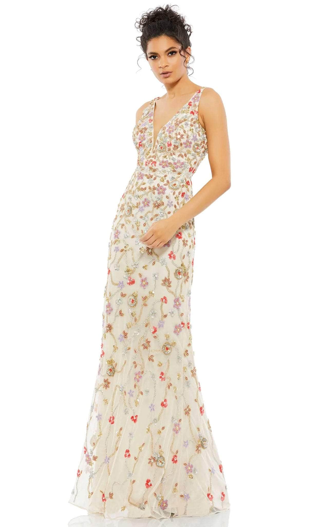 Image of Mac Duggal 5482 - Floral Sleeveless Formal Dress