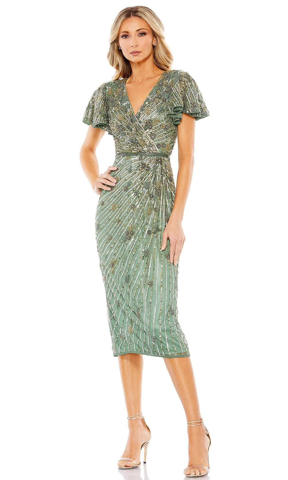 Image of Mac Duggal 5582 - Flutter Sleeve Beaded Formal Dress