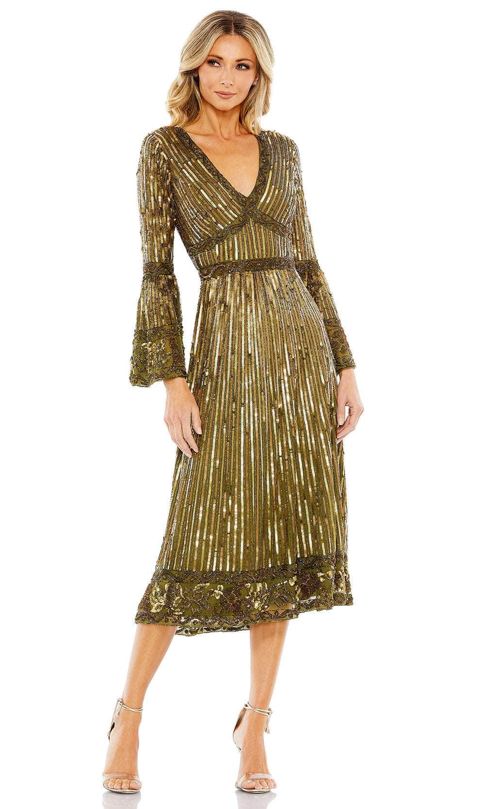 Image of Mac Duggal 5591 - Bell Sleeve Sequin Evening Dress