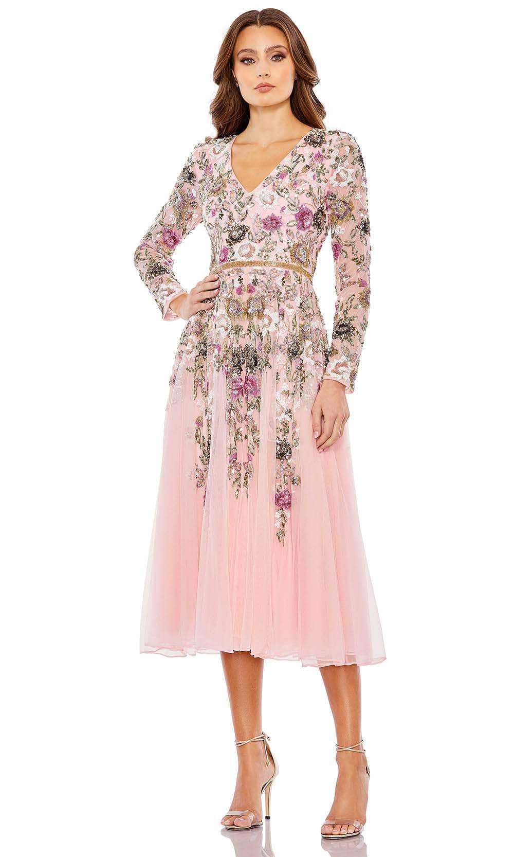 Image of Mac Duggal 5594 - Long Sleeve Embellished Prom Dress