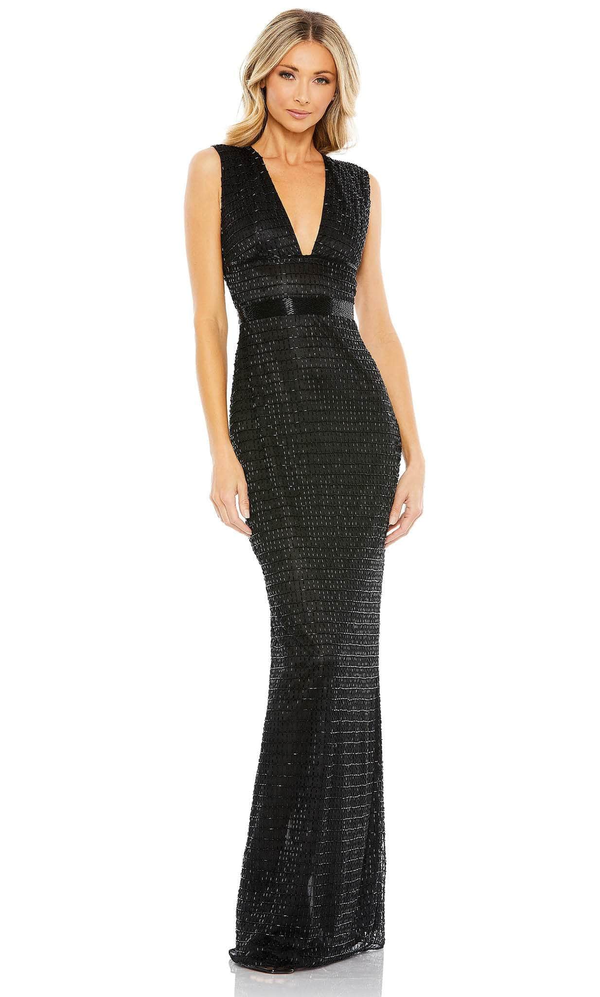 Image of Mac Duggal 5625 - Bugle Beaded Plunging Evening Gown