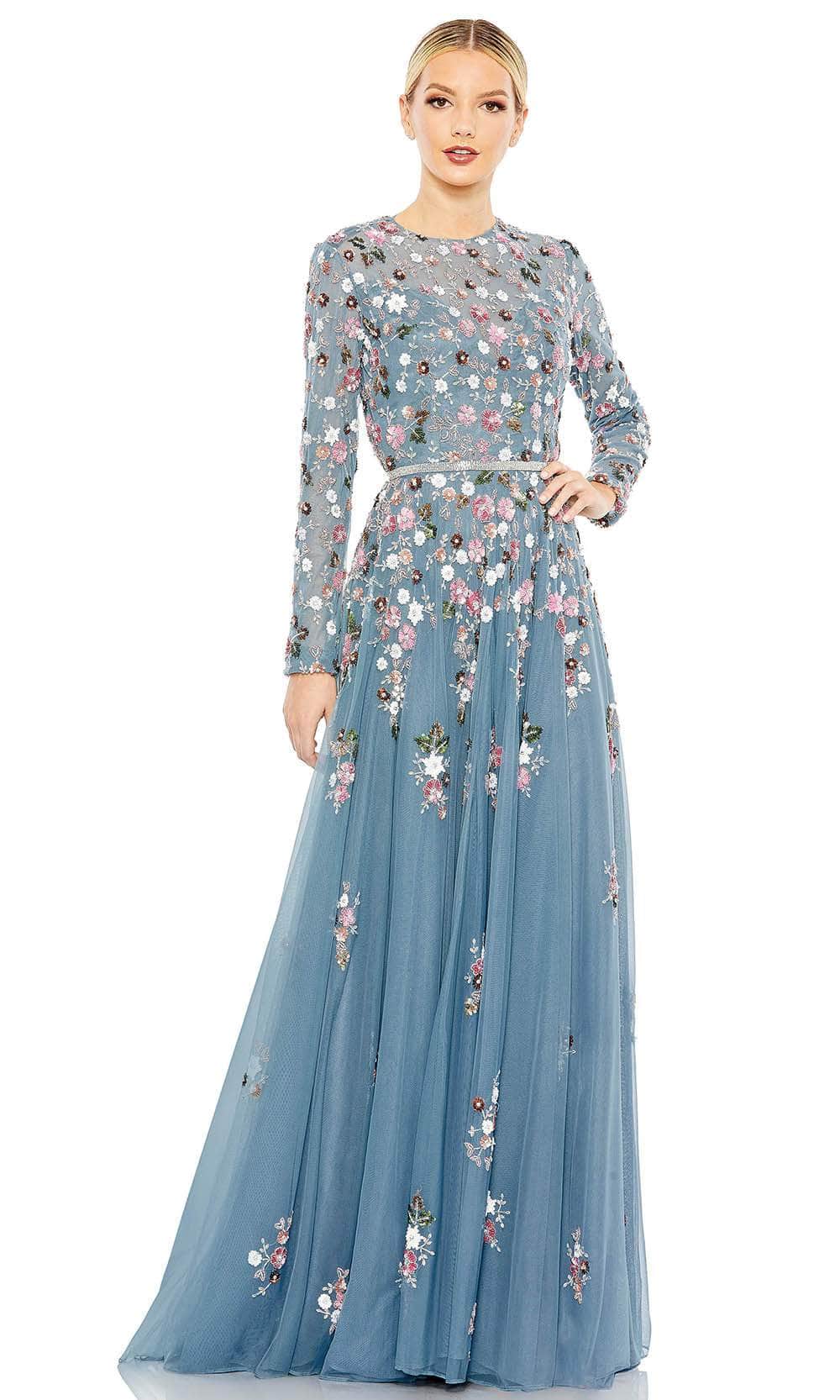 Image of Mac Duggal 5721 - Floral Long Sleeve Prom Gown