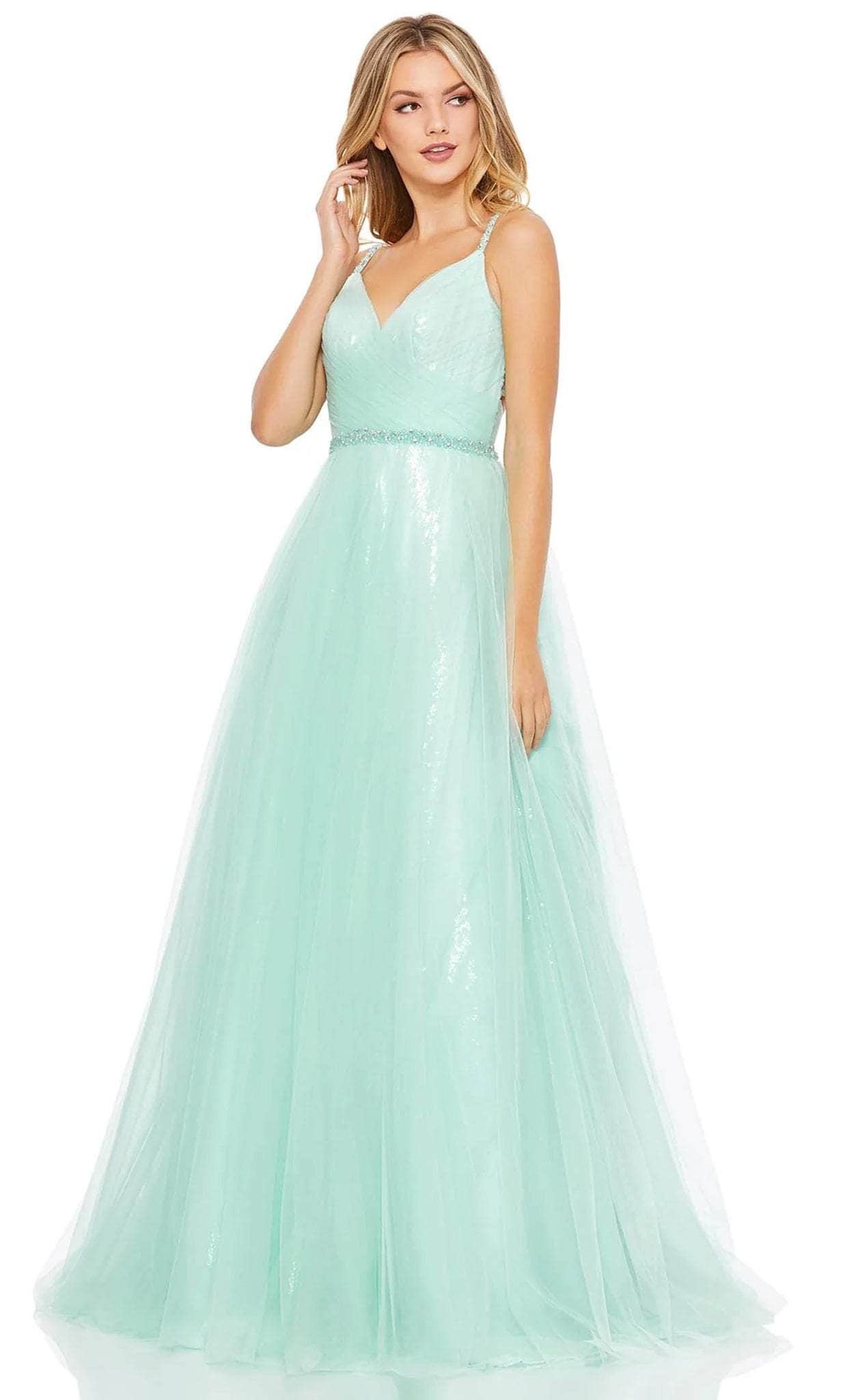 Image of Mac Duggal 67565 - Pastel Motif Tulle A-line Gown