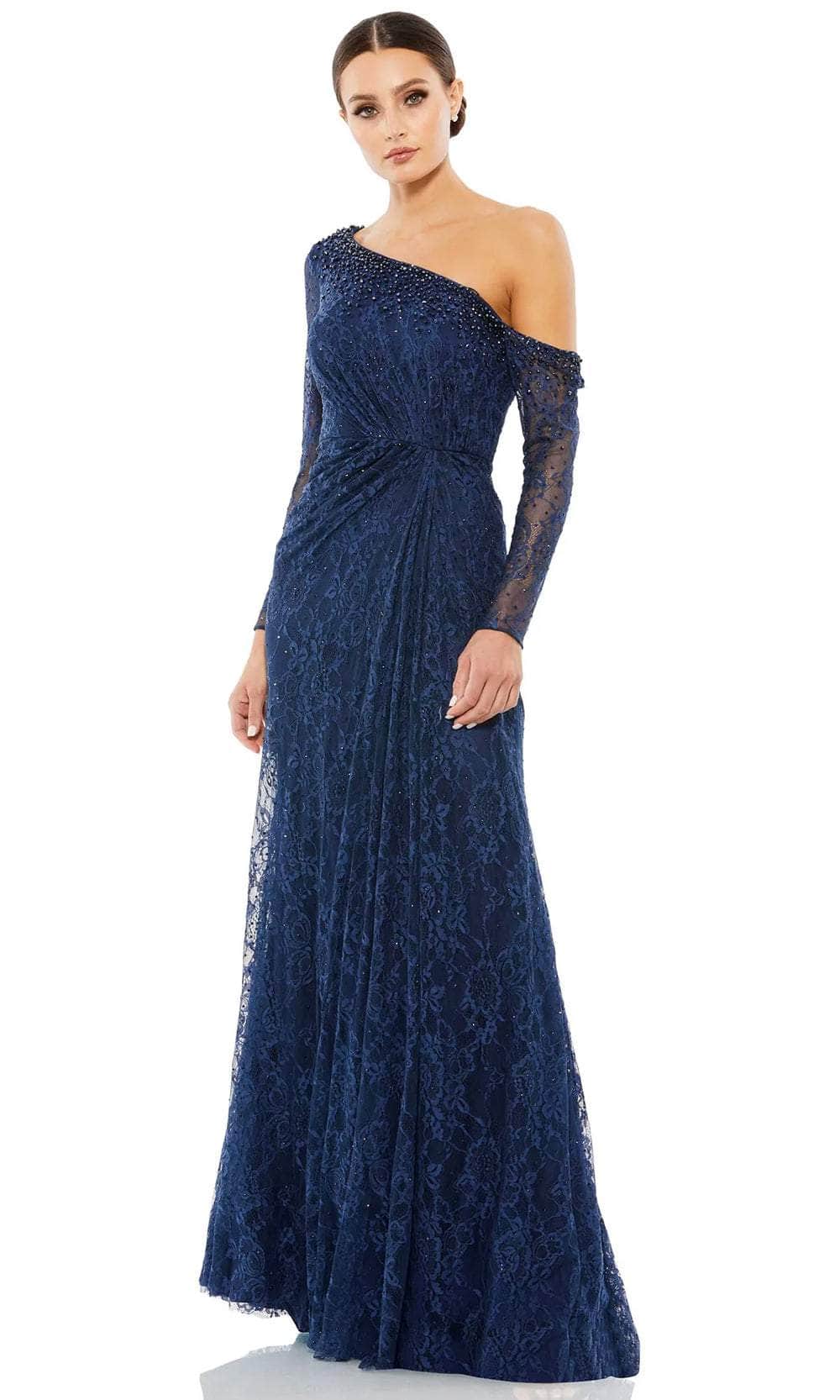Image of Mac Duggal 67852 - Laced Asymmetric Evening Gown