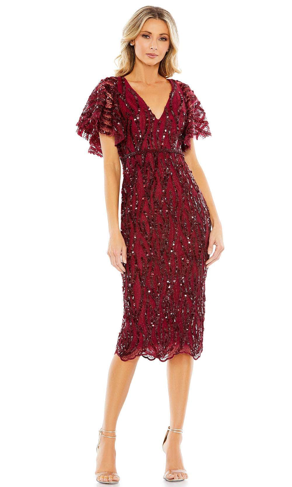 Image of Mac Duggal 68013 - Butterfly Sleeve Sequin Cocktail Dress