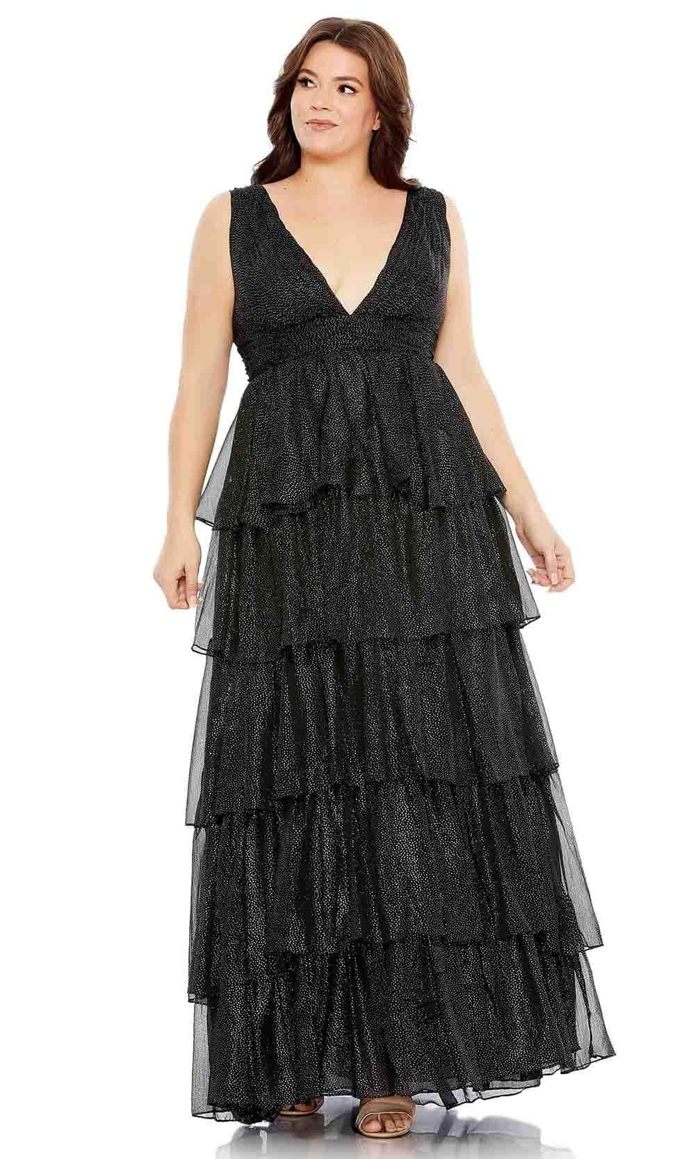 Image of Mac Duggal 68131 - Sleeveless V Neck Plus Size Prom Dress