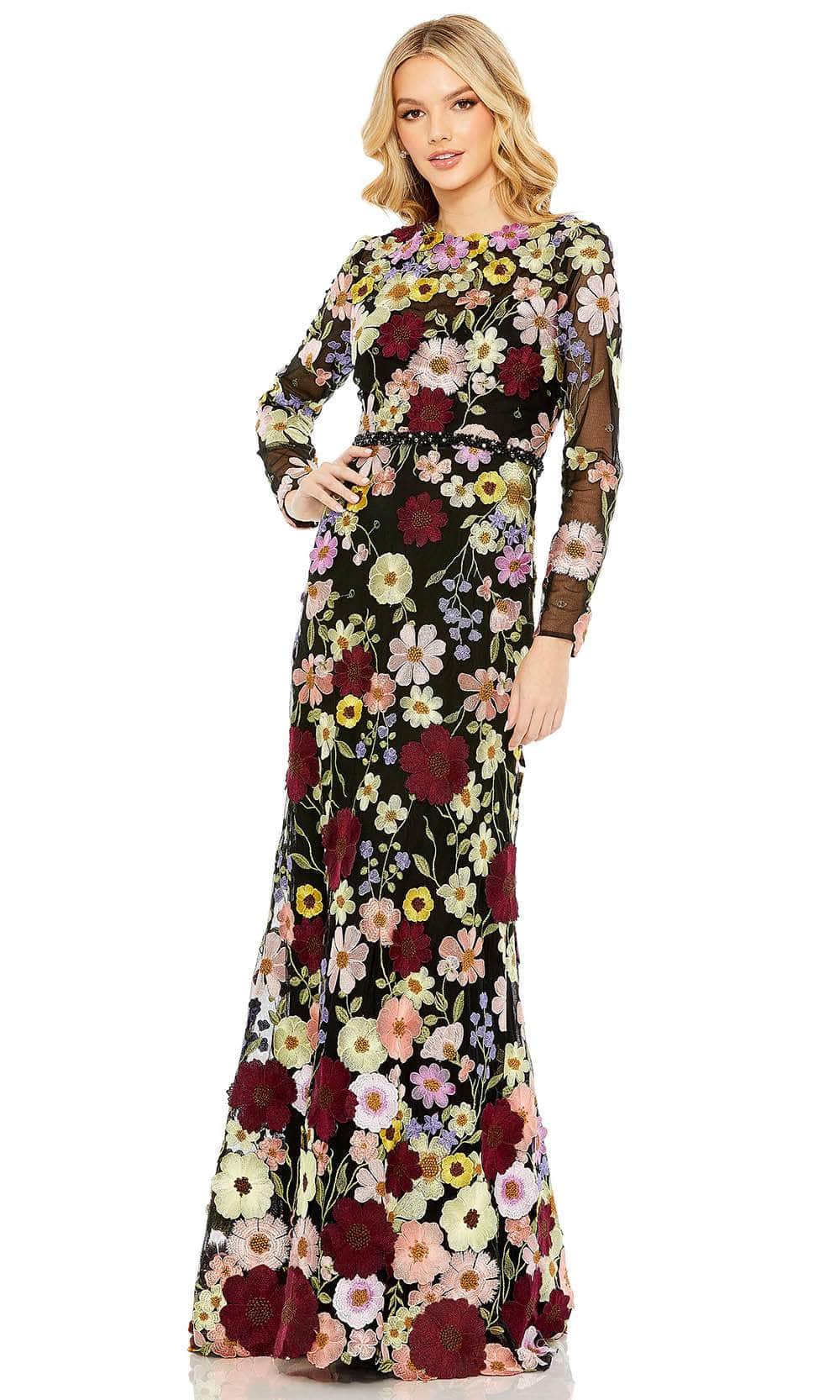 Image of Mac Duggal 68201 - Floral Appliqued Evening Gown