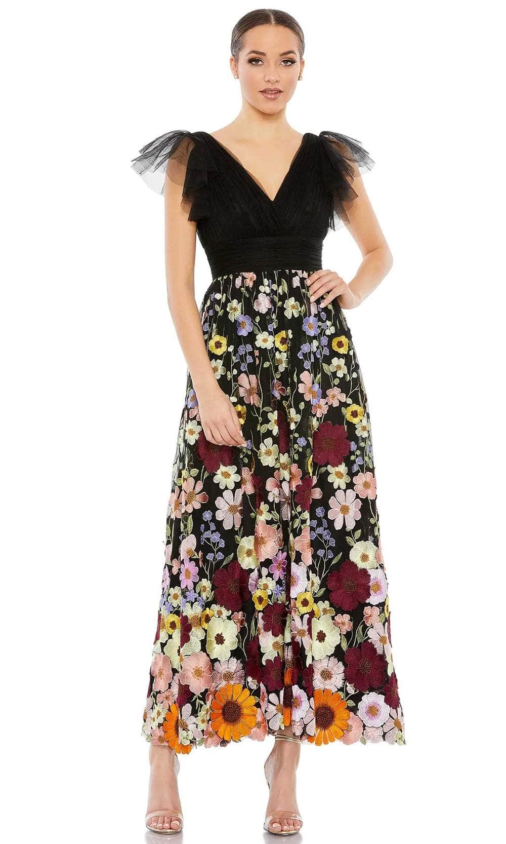 Image of Mac Duggal 68204 - Ruffled Floral Maxi Dress