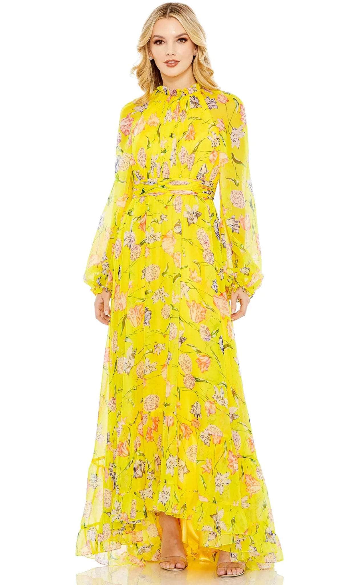 Image of Mac Duggal 68218 - Floral Long Sleeve Prom Dress