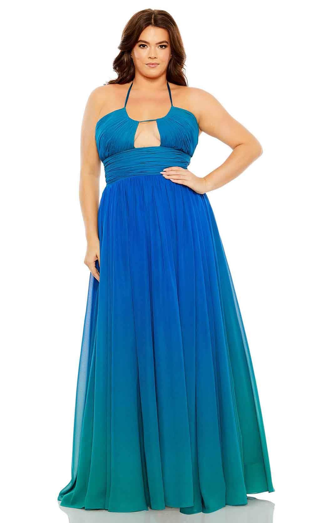 Image of Mac Duggal 77017 - Sleeveless Ruched Plus Size Prom Long Dress