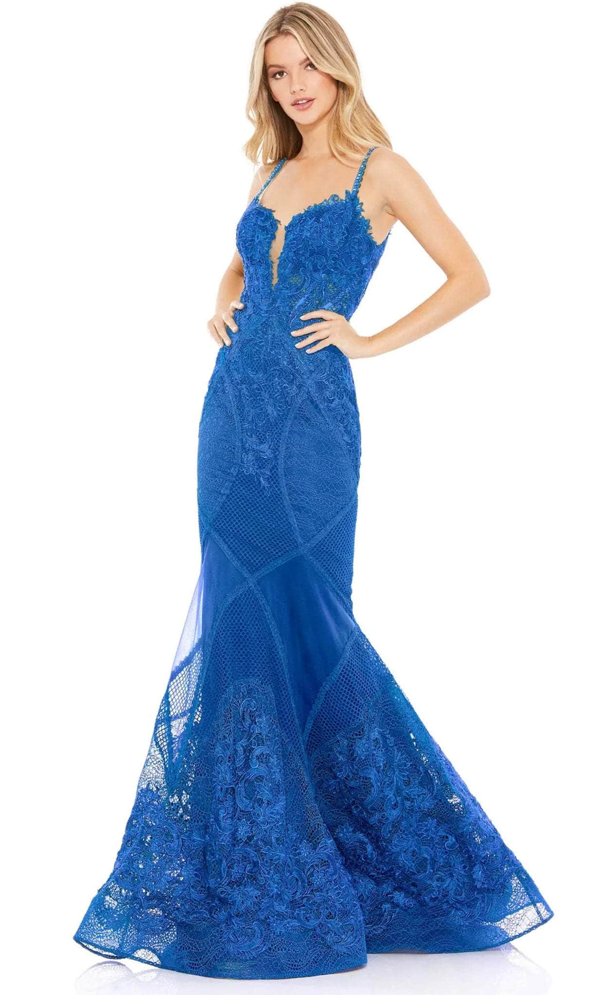 Image of Mac Duggal 79082R - Embroidered Lace Mermaid Gown