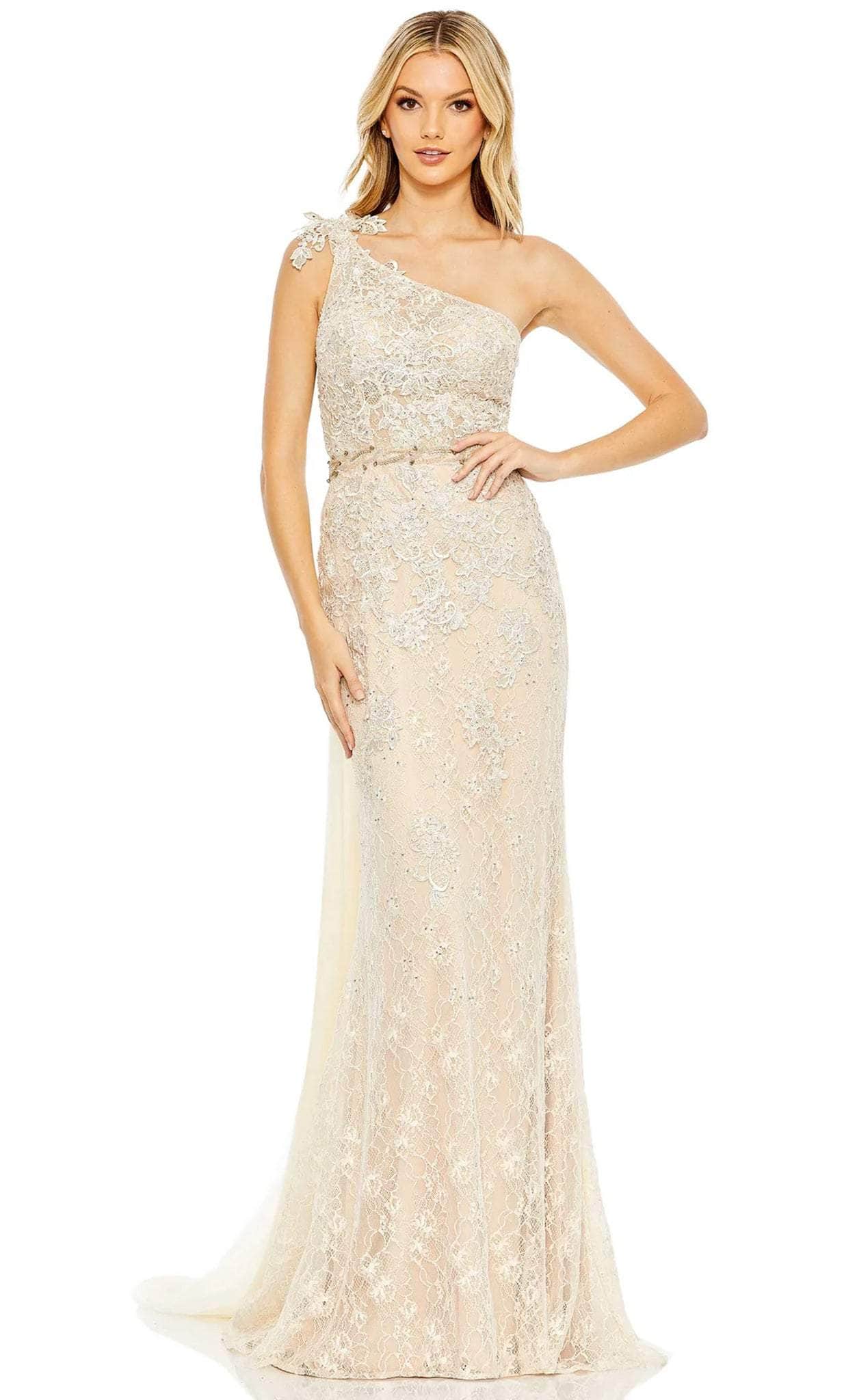 Image of Mac Duggal 79315 - One Shoulder Lace Sheath Gown