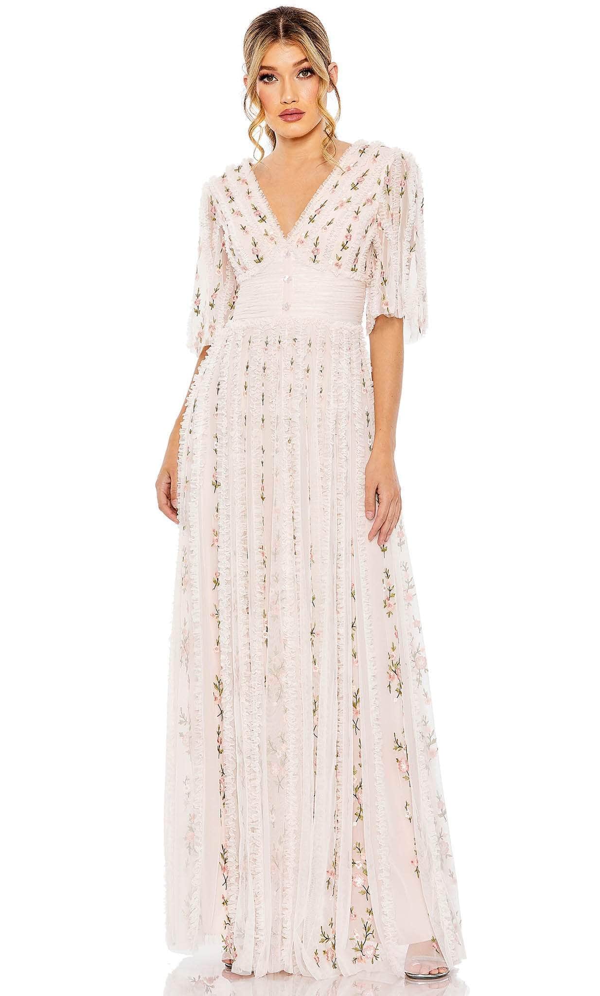 Image of Mac Duggal 8028 - Floral Ruffle Evening Dress