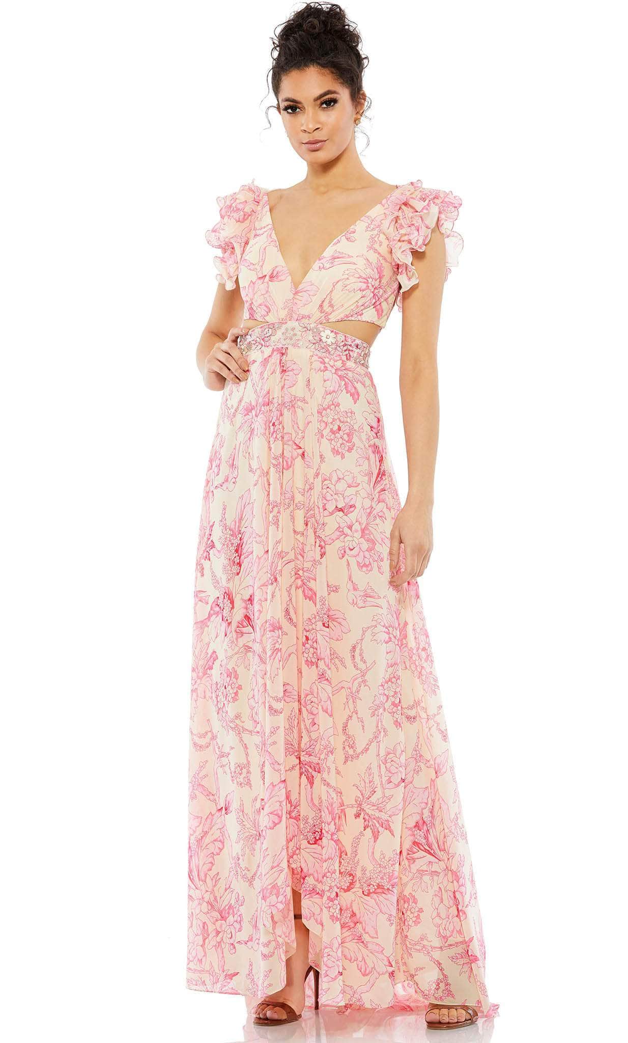 Image of Mac Duggal 9161 - Floral Ruffled Formal Dress