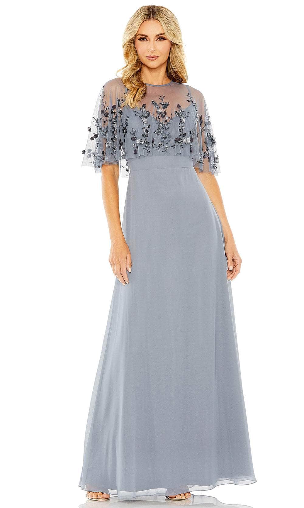 Image of Mac Duggal 9229 - Floral Cape Sleeve Formal Dress