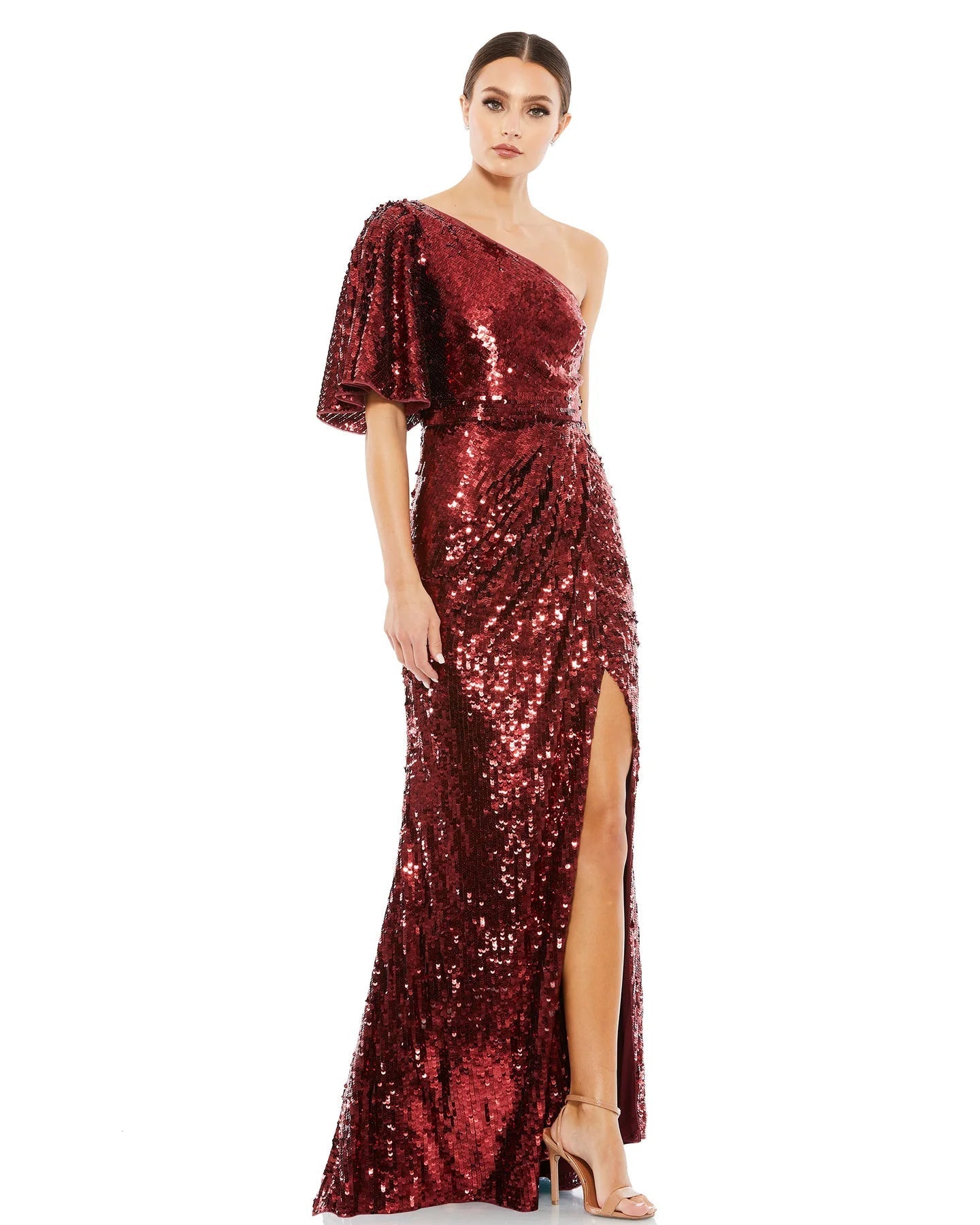 Image of Mac Duggal - 93540 Asymmetric Sequined Gown