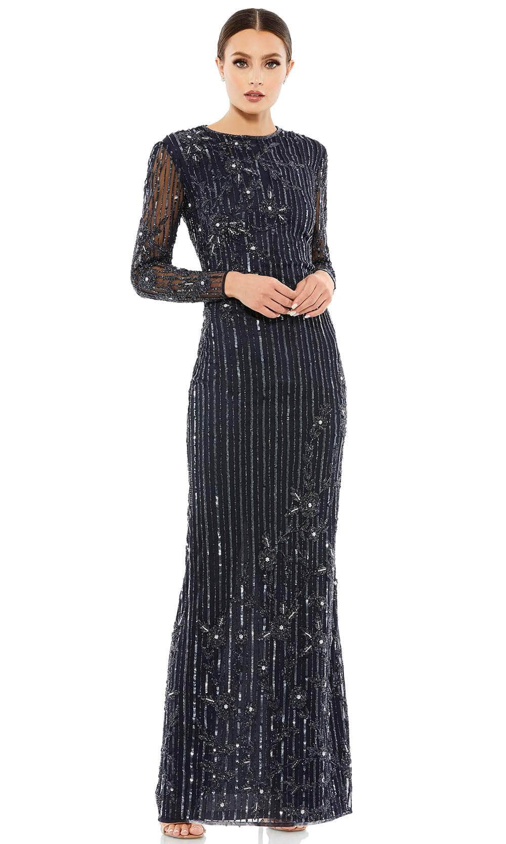 Image of Mac Duggal 93626 - Long Sleeve Jewel Neck Evening Dress