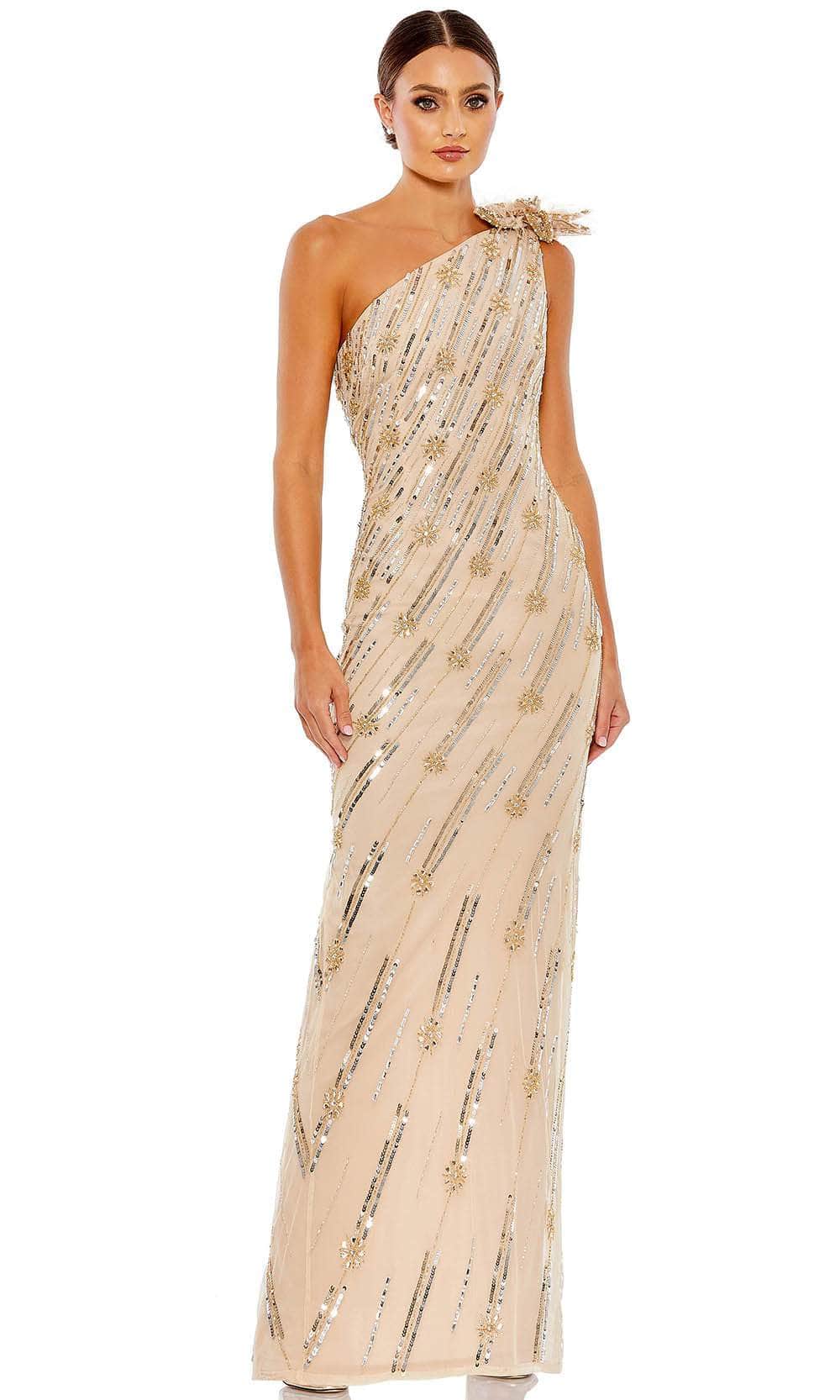 Image of Mac Duggal 93739 - Embellished Asymmetrical Neck Evening Gown