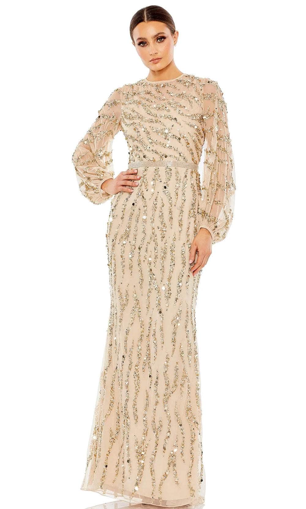 Image of Mac Duggal 93789 - Modest Bedazzled Long Evening Dress