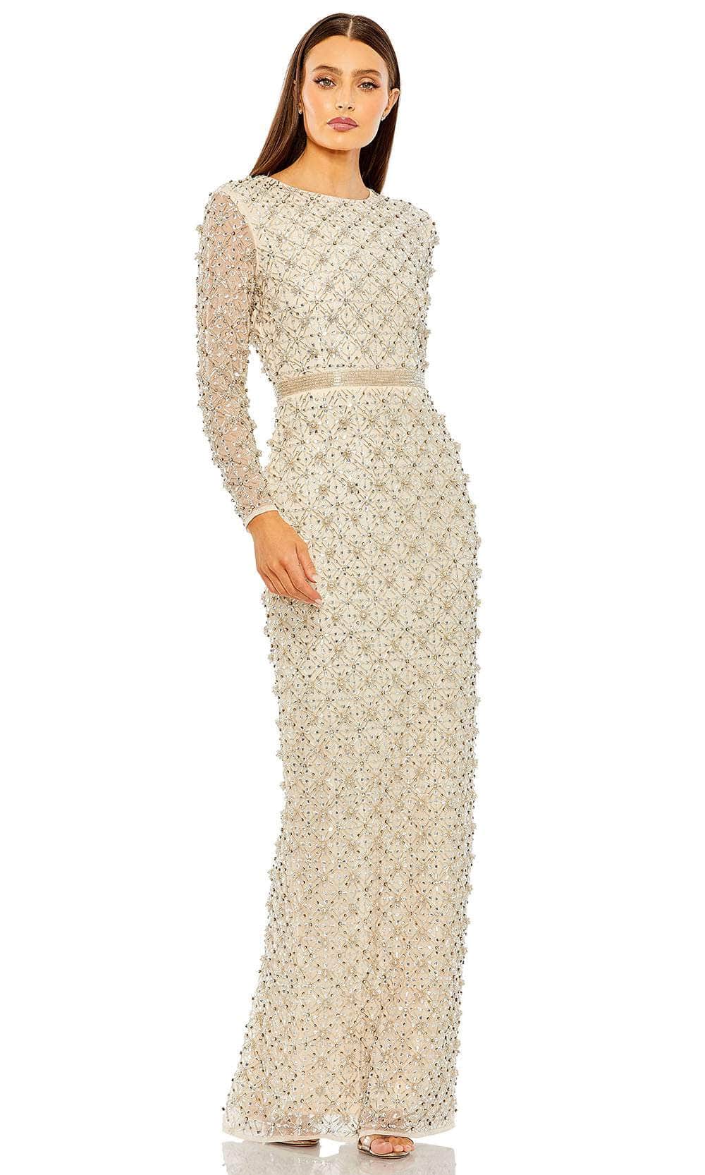 Image of Mac Duggal 93827 - Geometric Beaded Column Evening Dress
