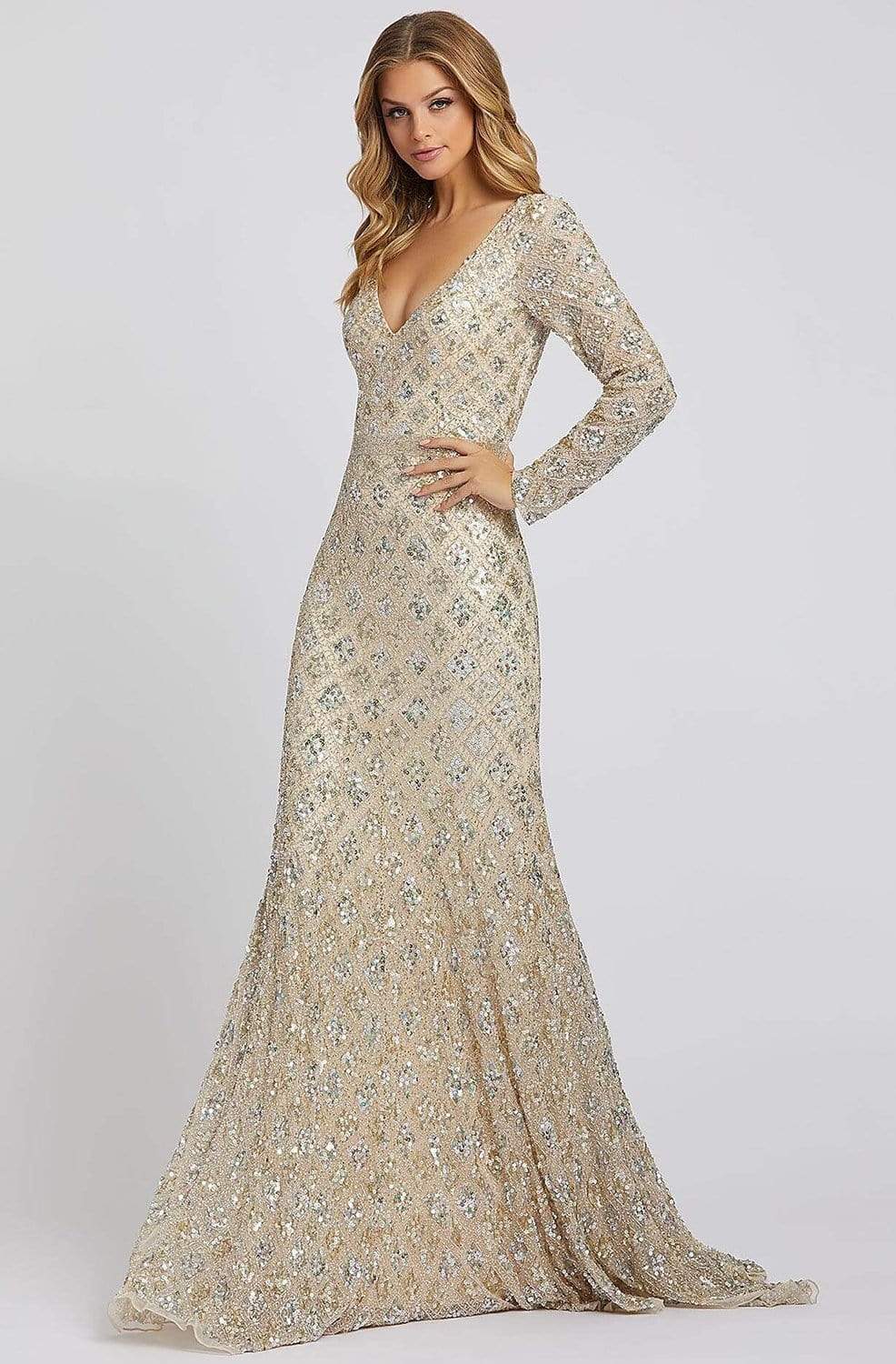 Image of Mac Duggal Evening - 5021D Sequin Embellished Long Sleeves Gown