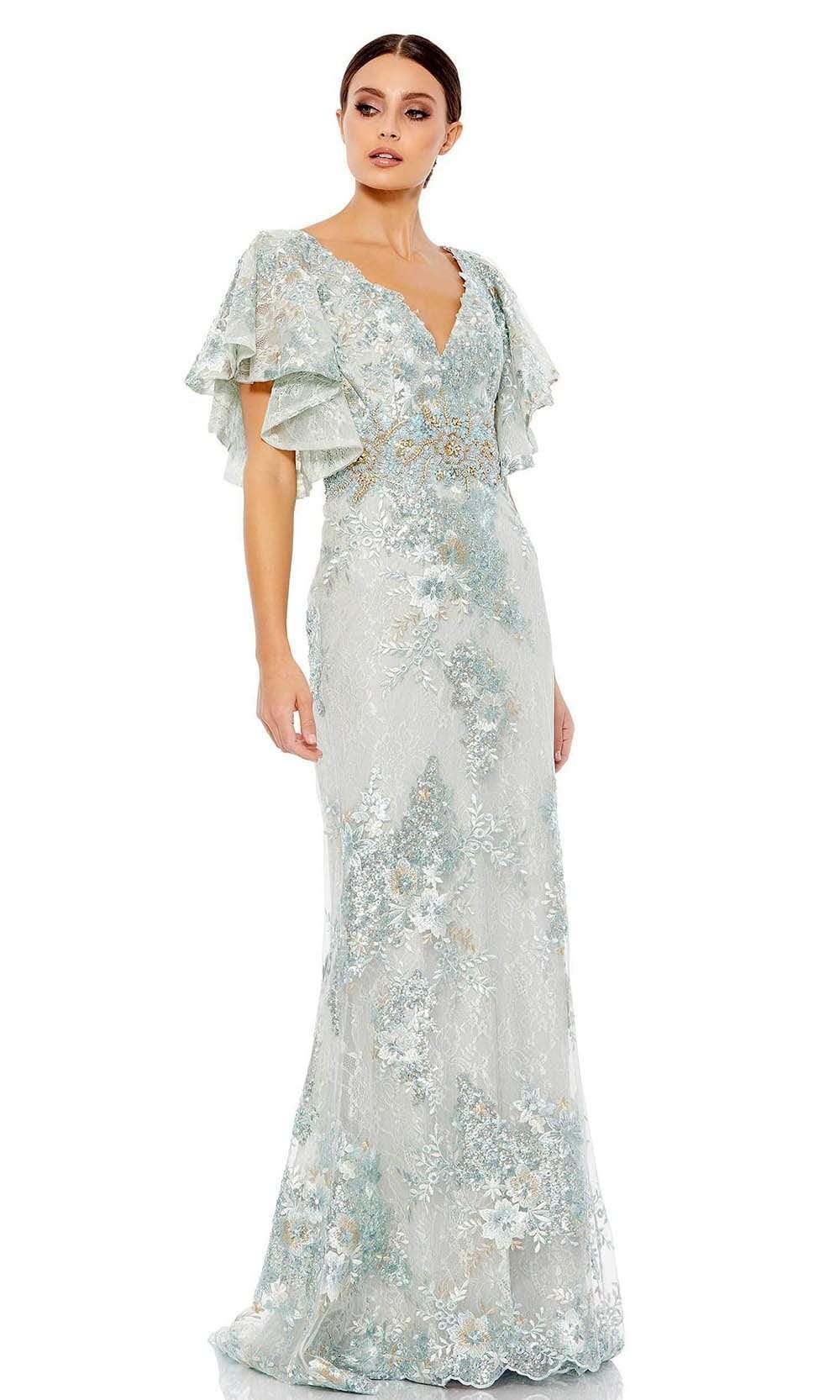 Image of Mac Duggal Evening - 67842D Floral Lace Bell Sleeve Long Dress