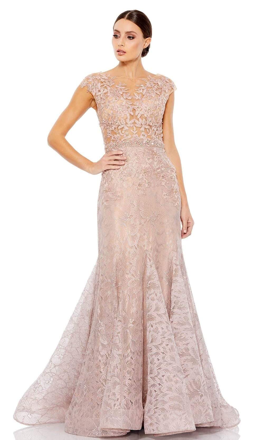 Image of Mac Duggal Evening - 79368D Floral Lace Illusion Trumpet Gown