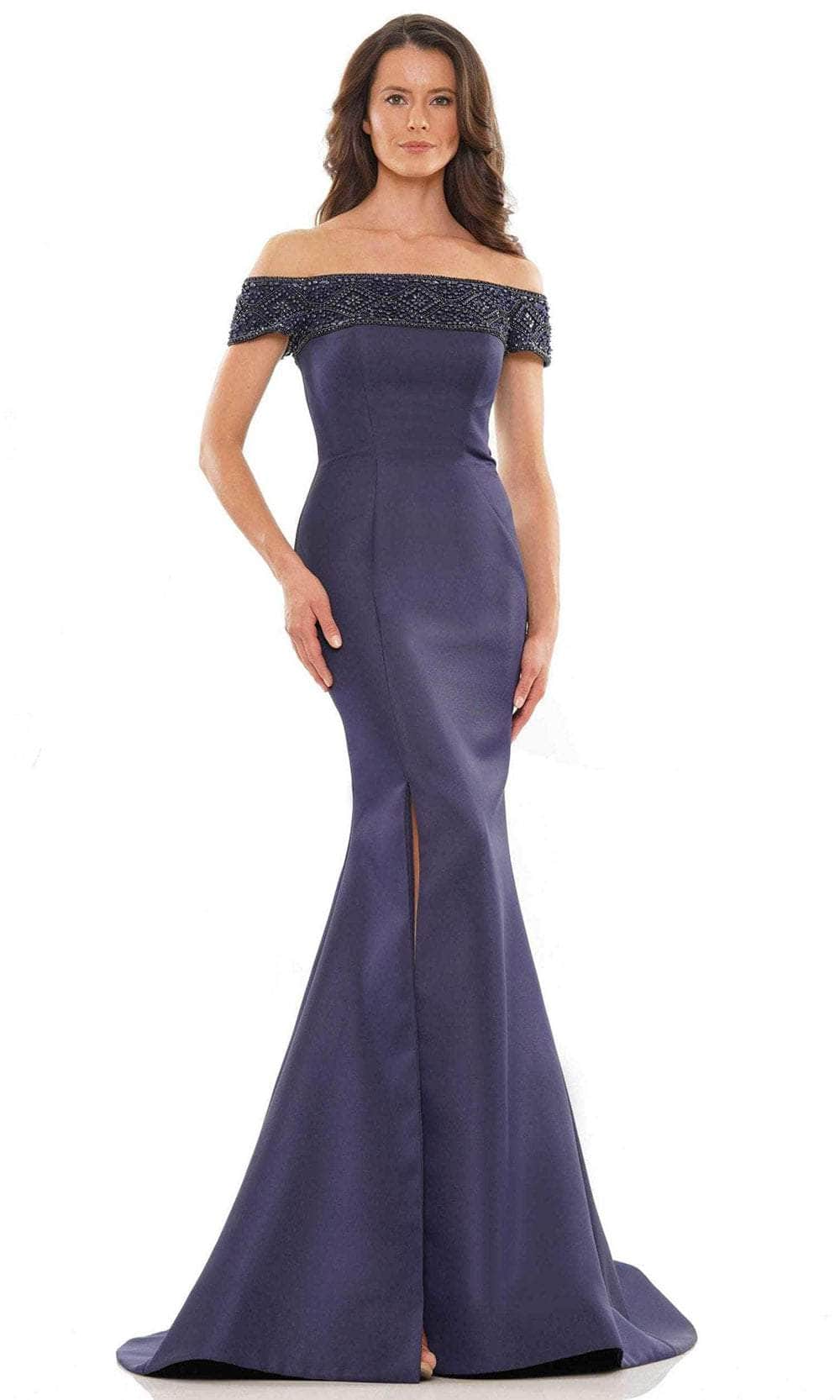 Image of Marsoni by Colors MV1184 - Beaded Off Shoulder Evening Dress with Slit