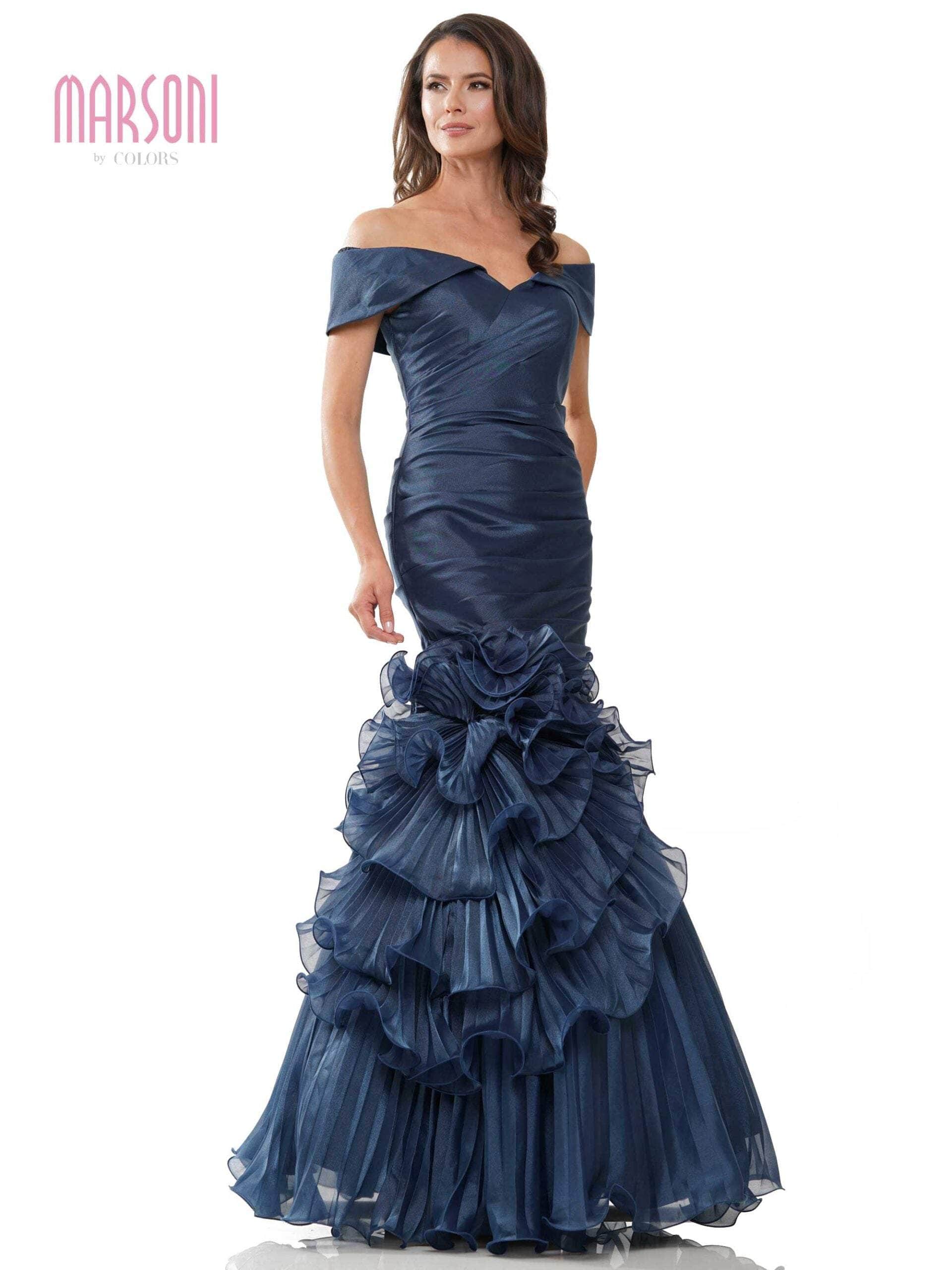 Image of Marsoni by Colors MV1241 - Ruched Detailed Off -Shoulder Mermaid Dress