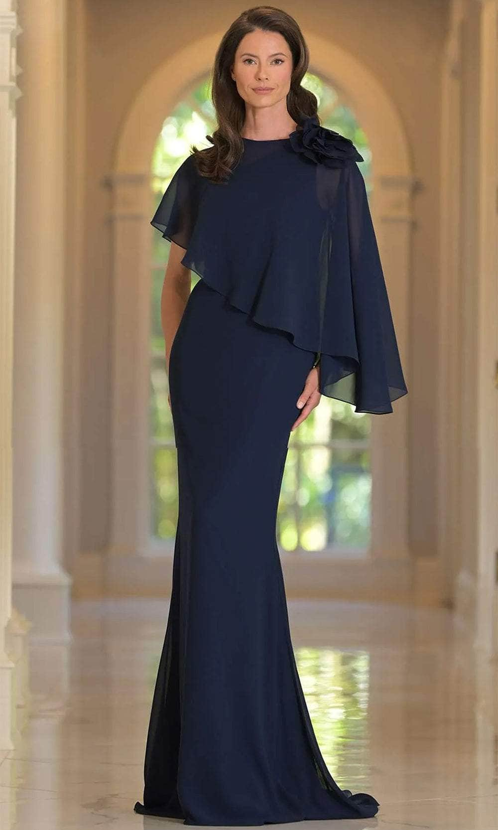 Image of Marsoni by Colors MV1347 - Applique Cape Evening Gown