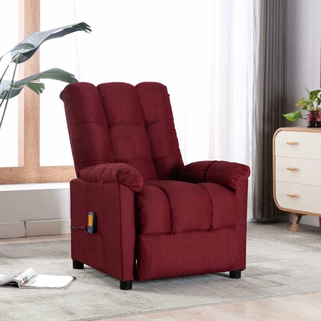 Image of Massage Recliner Wine Red Fabric