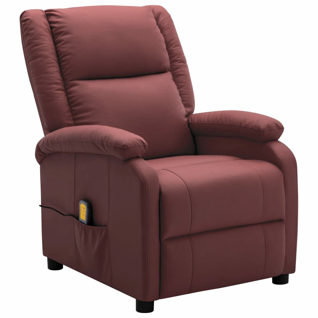 Image of Massage Recliner Wine Red Faux Leather