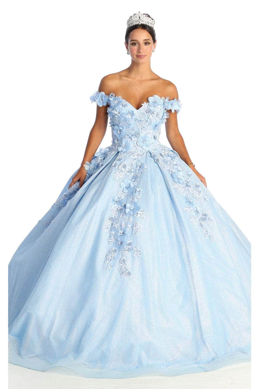 Image of May Queen LK154 - Floral Applique Ballgown