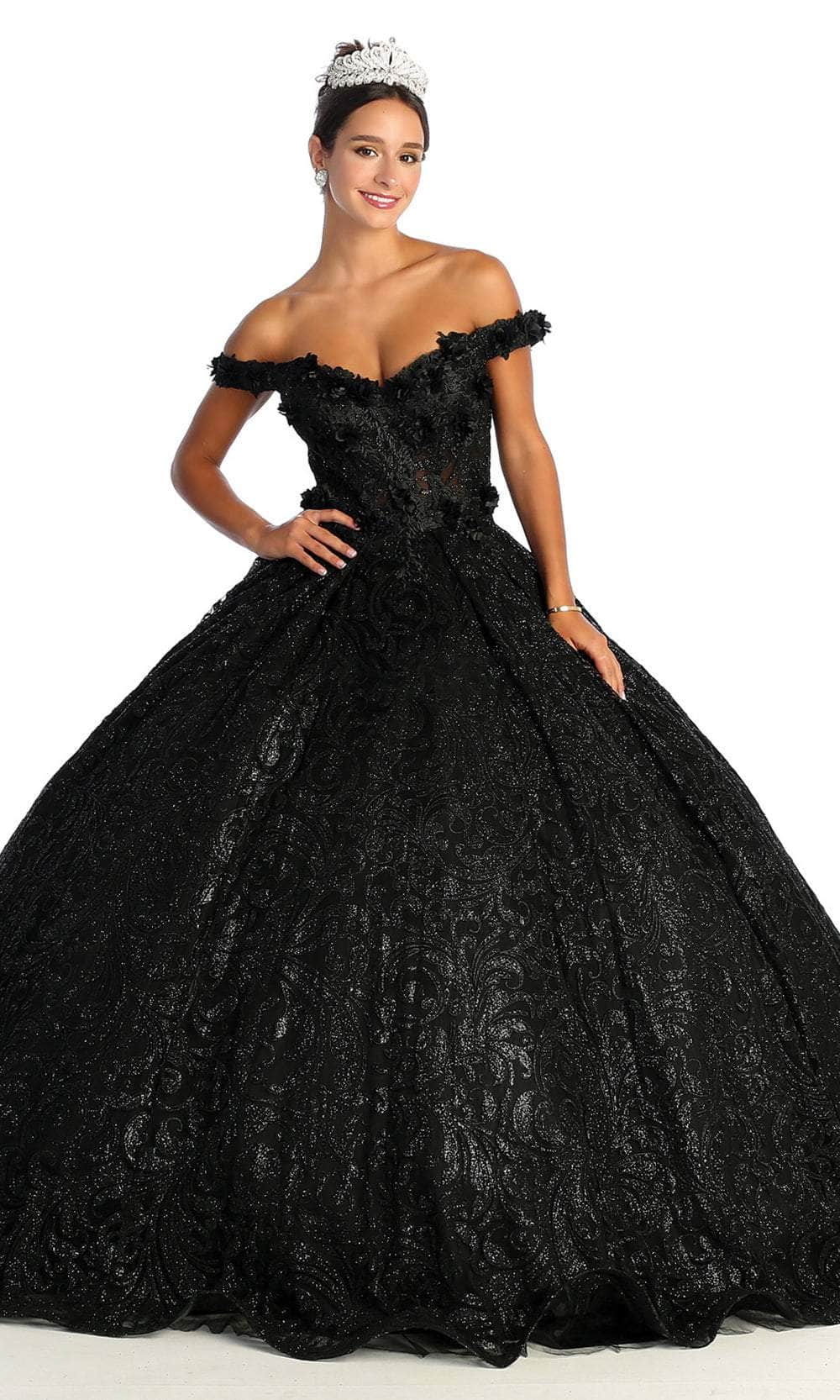 Image of May Queen LK169 - Shimmering Off Shoulder A-Line Gown