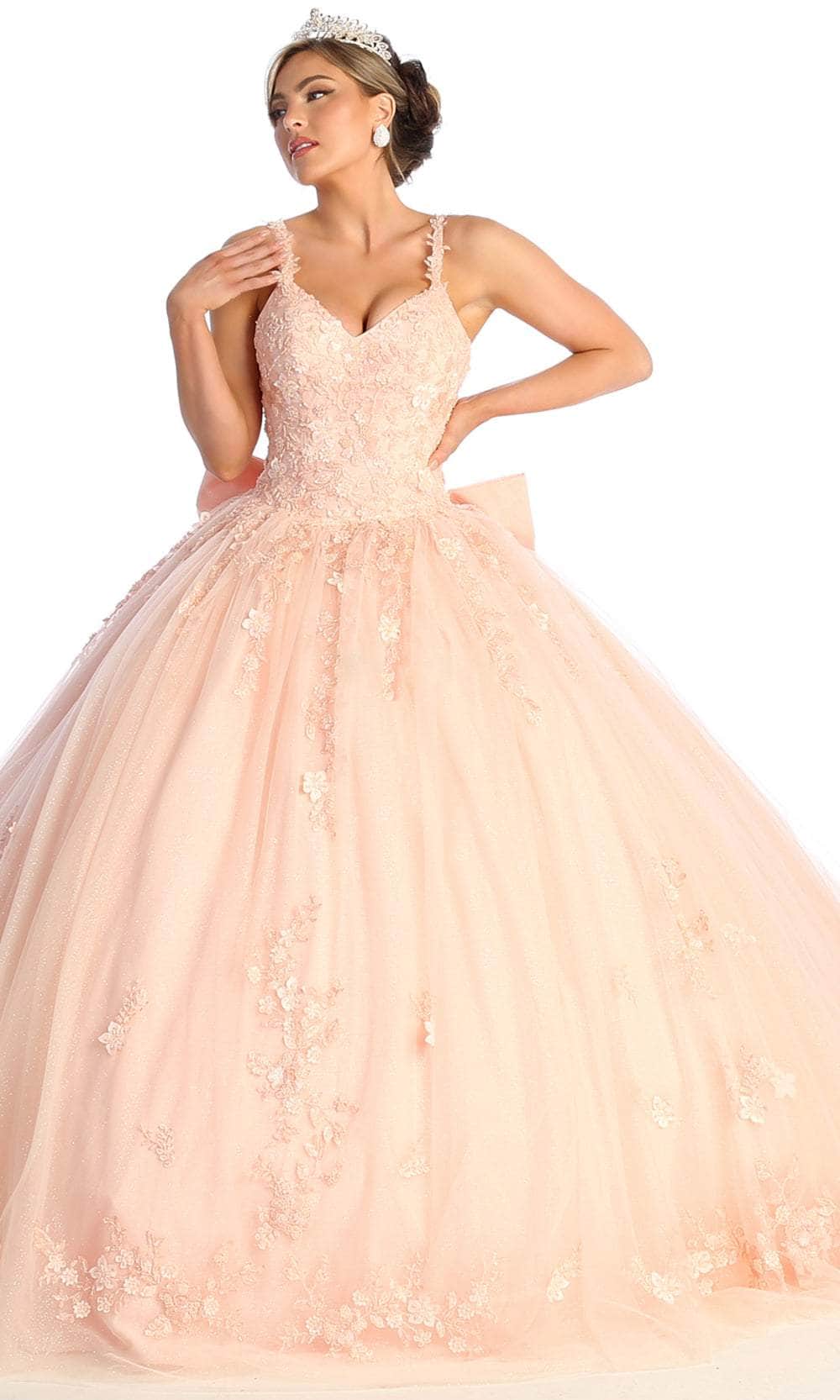Image of May Queen LK174 - V-Neck Embroidered Prom Ballgown