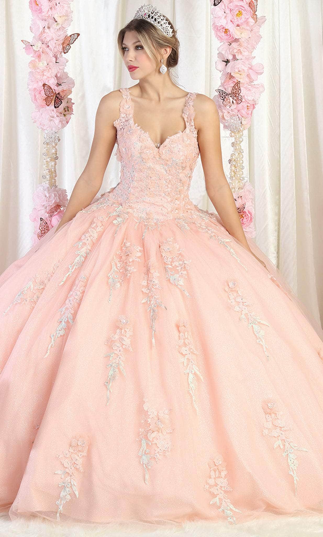 Image of May Queen LK181 - Embroidered Tulle Quinceanera Ballgown