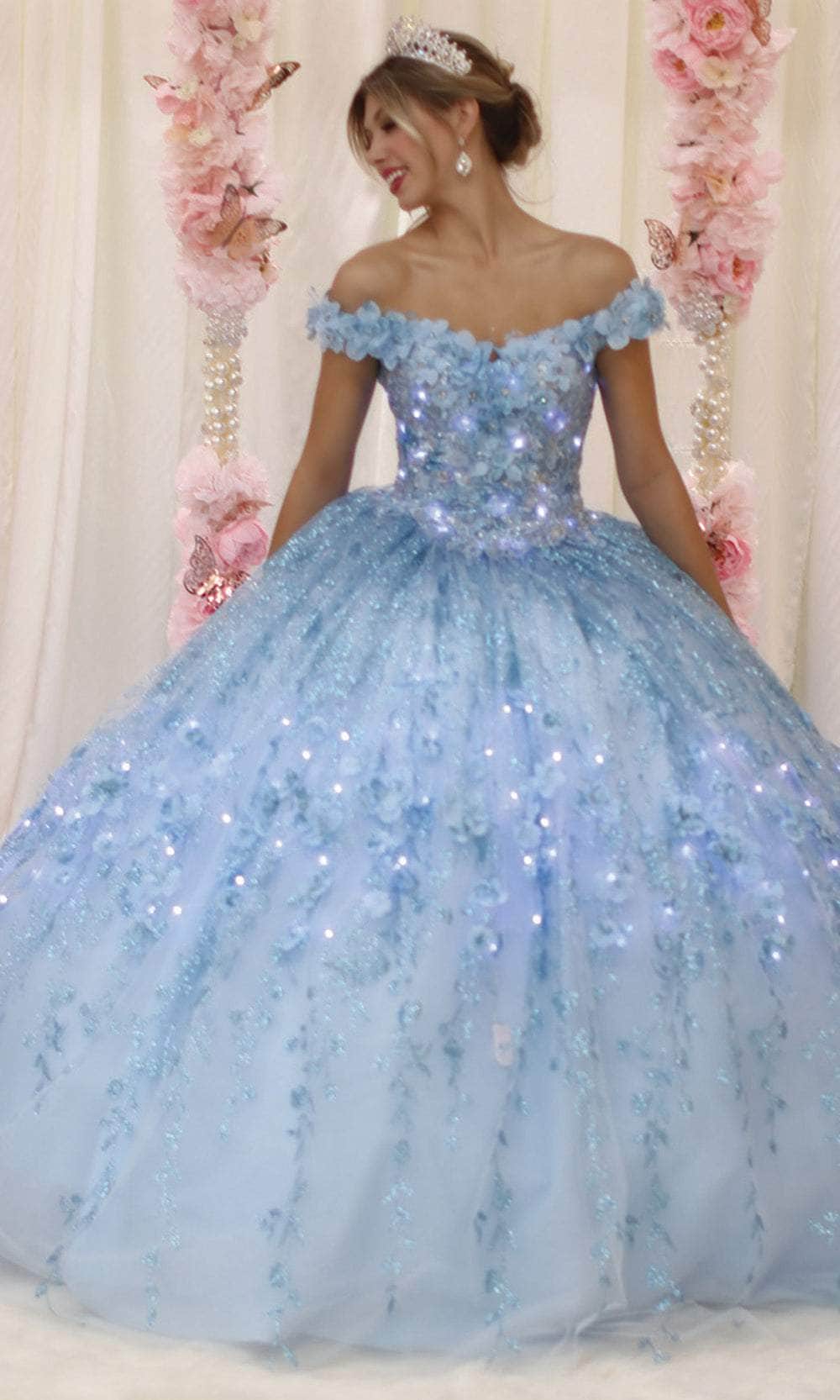 Image of May Queen LK198 - Off Shoulder Glittered Ballgown