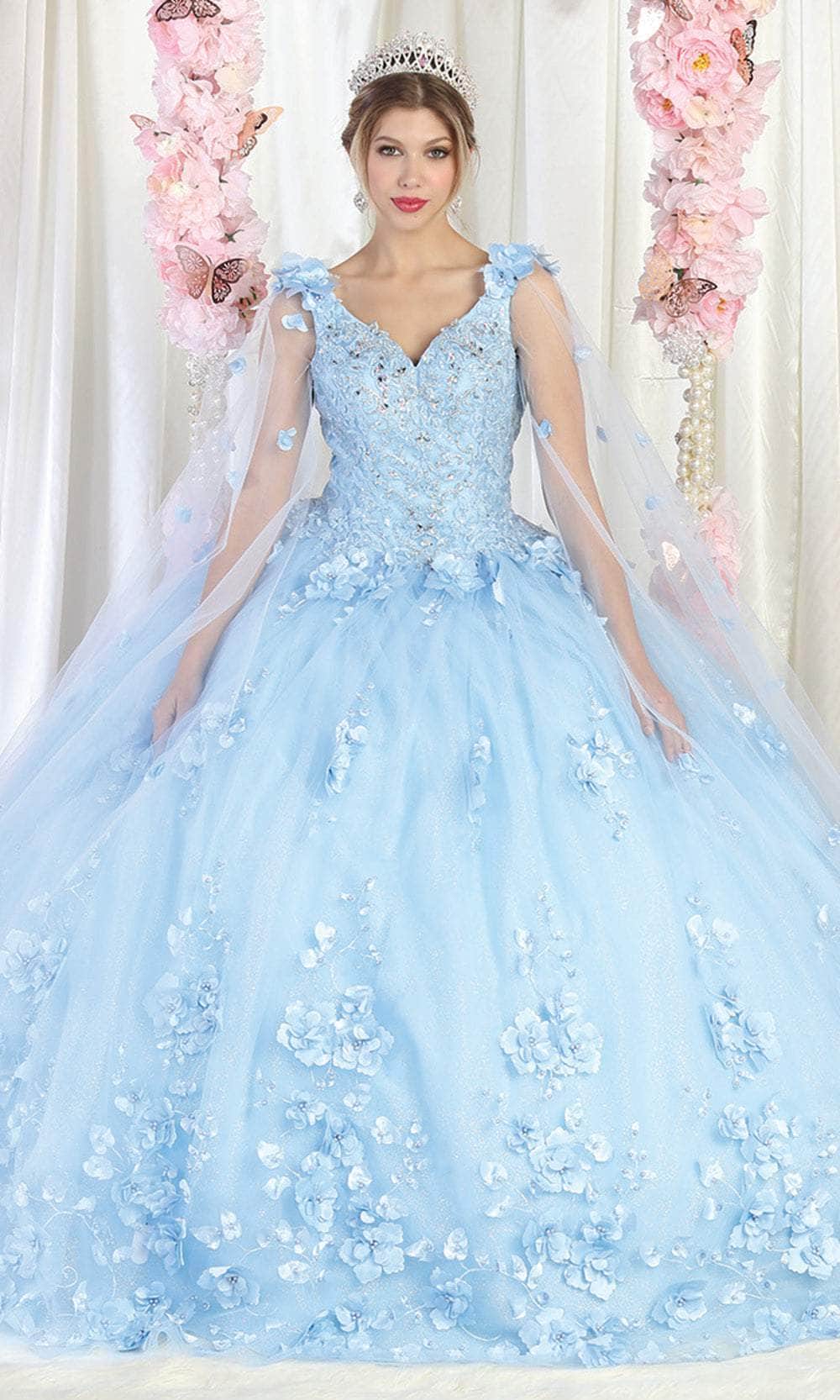 Image of May Queen LK199 - Floral-Detailed Quinceanera Gown