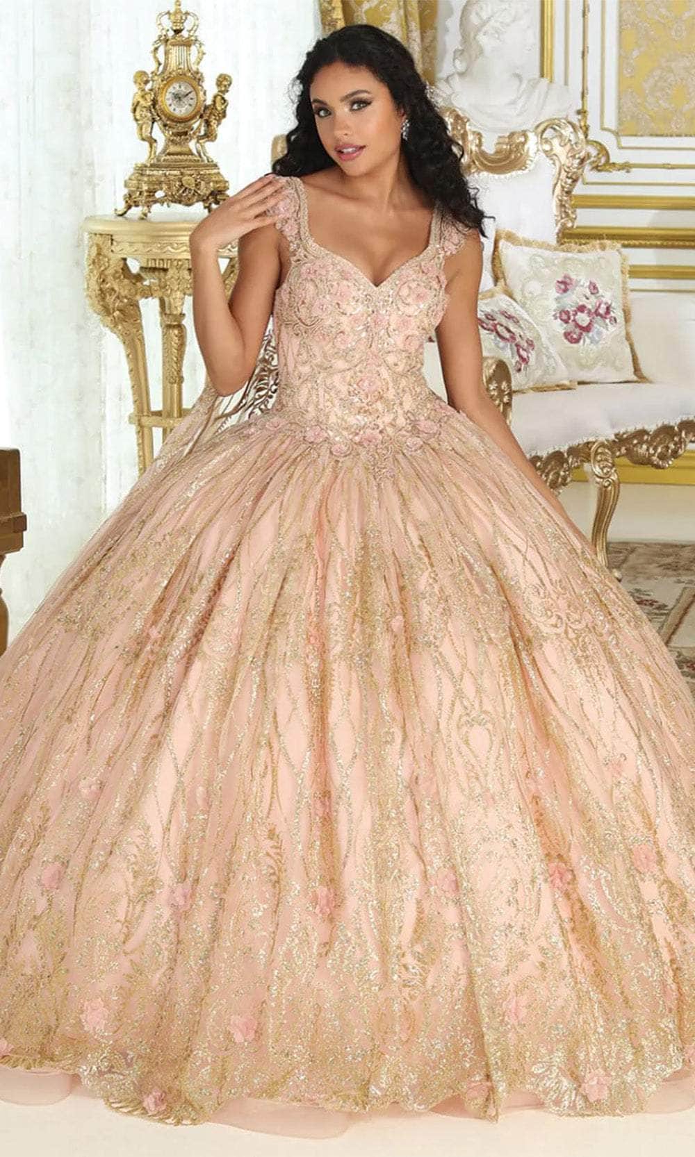 Image of May Queen LK207 - Floral Detailed Ballgown